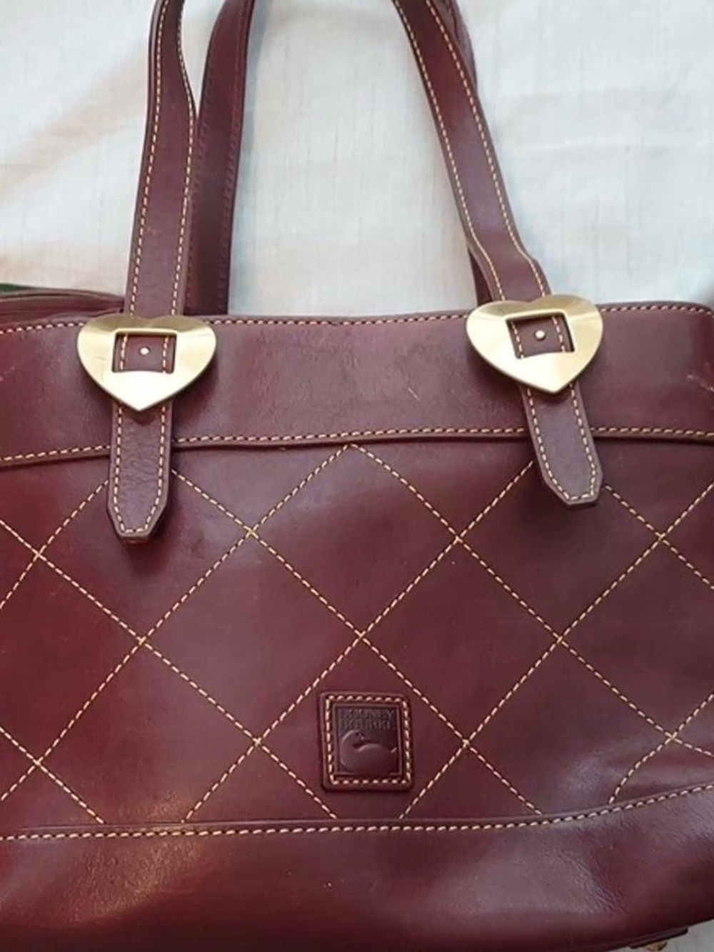 Vintage Dooney & Bourke Crimson Quilted Florentine Leather Heart Satchel